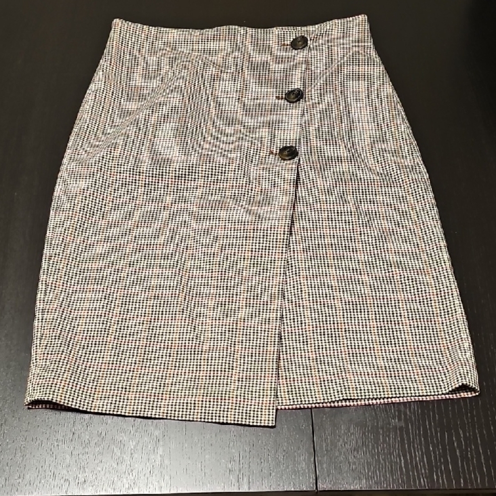 RW&CO. Wrap Checkered Pencil Skirt